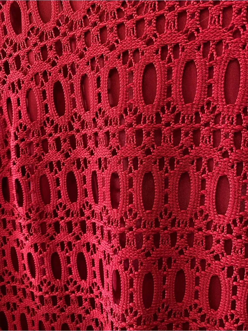 Dressbarn Red Crochet Dress with Tie Sleeves - Picture 4 of 5